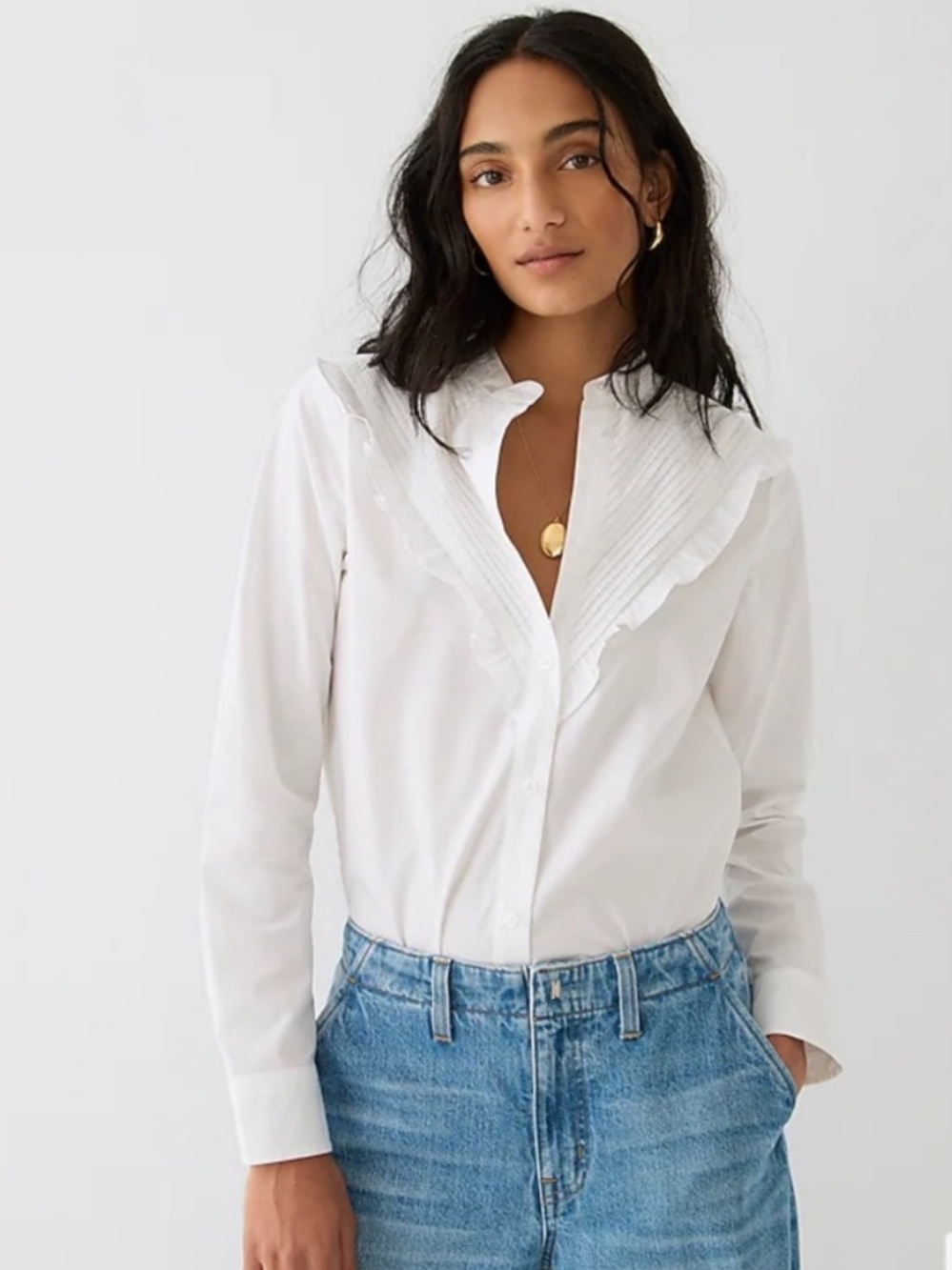 J. Crew ruffle front button down blouse